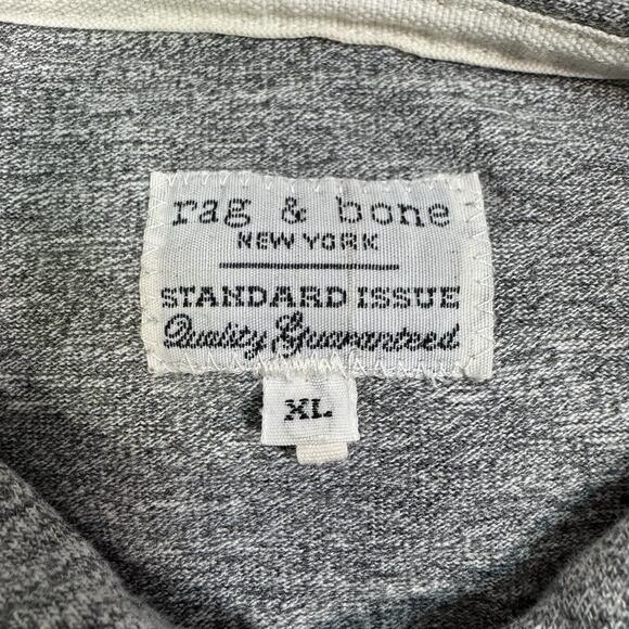 Rag & Bone Standard Issue Polo Shirt Adult XLHeather Gray rb Logo Casual - Picture 4 of 8